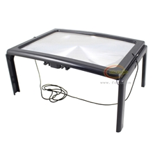 支架式超薄4个LED灯放大镜整页阅读看书PVC放大镜2121