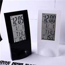 创意透明LED钟万年历时钟贪睡时长可调简约立式静音闹钟