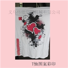 白色棉质T恤数码彩印图案加工，个性化LOGO打印定制