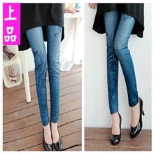 2013秋冬新超弹力牛仔裤仿牛仔打底裤小脚裤铅笔裤九分裤音符图案