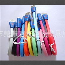 iphone5笑脸发光数据线白色黑色彩色苹果5代面条线创意LED