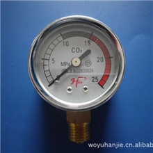 供应CO2压力表头5kg压力表附带接头及连接三通压力表附件
