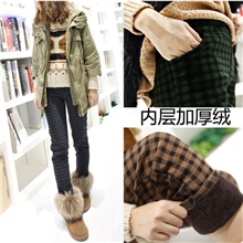 2013新款保暖裤加厚修身格子九分裤加绒打底裤卡拉绒保暖女裤