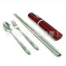 大量批发不锈钢餐具三件套笔筒式餐具便携式餐具户外餐具