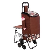 家用带凳拉杆车爬楼买菜车老人便携购物车