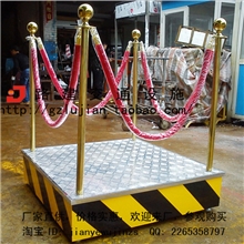 黄黑方形岗台门卫保安站岗台1000*1000栏杆38管红绒绳广州厂家