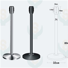 厂家直销深圳银商电子一米线黑色大头小柱式排队栏杆伸缩隔离带