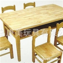 供应双层橡胶木桌椅儿童学习桌椅幼儿园桌椅
