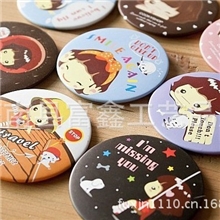 D086甜美韩版妞子化妆镜子韩国插画风格化妆镜随身镜