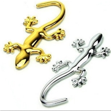 实心金属壁虎车贴3D立体个性车贴汽车改装贴金色银色