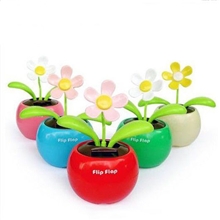 汽车太阳能自动摇摆太阳花苹果花摇头公仔车内饰品摆件摆设