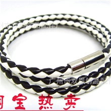 韩版时尚皮手链简约多层缠绕明星款插拔扣编织皮手链批发