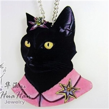 goodwood嘻哈项链木头项链黑猫吊坠项链