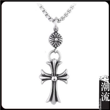男士钛钢吊坠批发复古童子军连体十字架个性克罗心项坠TGA237