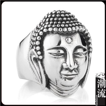 beier钛钢饰品批发男士钛钢戒指佛教释迦牟尼佛祖头像不掉色