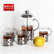现额批发咖啡壶,不锈钢冲茶器5件套600ML,,茶具套装,咖啡壶套装