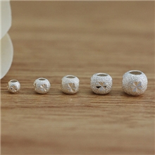 厂家批发S925纯银磨砂珠子散珠转运珠隔珠diy饰品手链配件