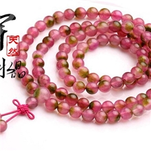 正品阿富汗西瓜玉髓108颗佛珠手链女性旺夫旺运石旺姻缘