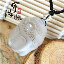 开光纯天然白水晶佛头吊坠阿尼陀佛女款吊坠项坠保平安极品精雕