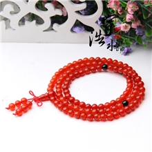 正品天然红玛瑙手链108颗佛珠配黑玛瑙手链辟邪手串饰品女款