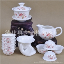 批发定制印LOGO德化陶瓷功夫茶具玉瓷茶具套装