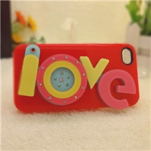 J099厂家直销iphone4s手机装饰配件韩版亚克力卡通镜子LOVE