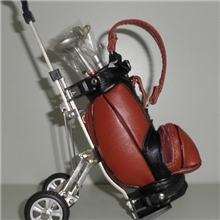 供应皮革圆型高尔夫球袋创意广告笔筒展会赠品