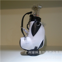 彩盒包装含三支球杆形状签字笔PU球包形高尔夫笔筒