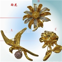 供应925银戒指金属戒指镶钻胸花流行饰品