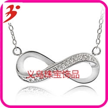 女人喜爱首饰字母号码8字项链合金镶钻项链