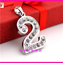 镶钻数字电话号码2吊坠配件挂件幸运数字2