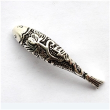 复古泰银饰品配件批发特价925泰银莲花鱼弯管DIY手链配件