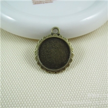 手工复古时光宝石底托挂件diy饰品材料合金配件16mm2.4克