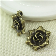 A0150古青手工复古玫瑰花diy饰品材料合金配件批发0.25元