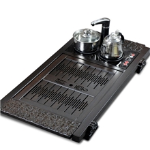 和德直销黑檀系列之加长版祥云四合一电磁炉实木茶盘套装批发