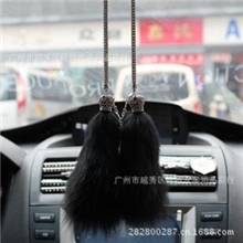 高档奢华DAD狐狸毛貂毛汽车挂件内饰挂饰水晶汽车后视镜挂饰品