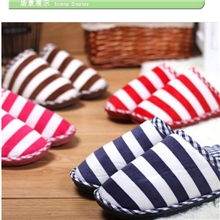 大额批发棉拖条纹家居拖鞋室内拖鞋情侣款防滑拖鞋耐磨