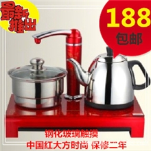 批发自动上水电热水壶茶炉套装配不锈钢消毒碗触摸调温高档礼品
