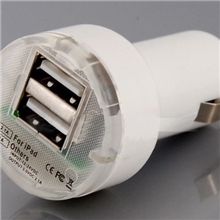 双USB车充、环保双口车充、带认证双USB车充、CE认证透明盖车充