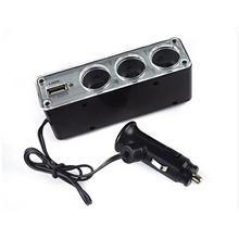 WF-0096车载转换器带USB充电器一拖三点烟器一分三点烟器