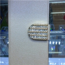 苹果IPHONE4S/4蚕丝纹带钻扣镶钻防水电镀金色壳手机保护皮套批发