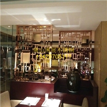 激光镂空不锈钢花式屏风经典金色屏风系列不锈钢镂空包柱屏风