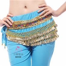 动感流金双排肚皮腰链肚皮舞248币腰链拉丁舞演出服配饰厂家