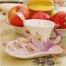 法兰瓷珐琅瓷陶瓷孔雀咖啡杯生日结婚礼物开业广告促销商务礼品