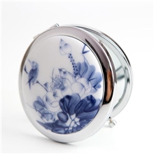 景德镇暮念瓷民族风饰品折叠式便携带陶瓷化妆镜批发