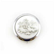 景德镇折叠便携带化妆镜陶瓷饰品冬日恋歌陶瓷镜子批发