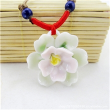 景德镇手工原创陶瓷项链民族风项链女吊坠青叶粉蕊