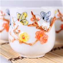 景德镇陶瓷七头日用茶具冰裂釉7头提梁茶具浮雕法兰瓷