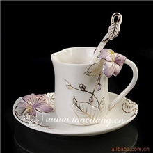 【小额批发】厂家供应珐琅瓷/法兰瓷咖啡杯3件套