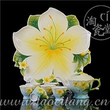 珐琅瓷8头鸡蛋花礼品茶具套法兰瓷景泰蓝